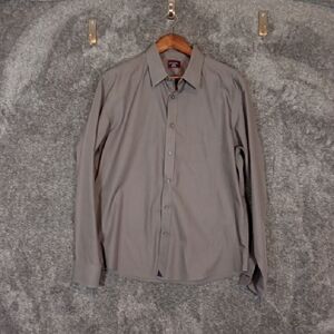 UNTUCKit Men's Casual Gray Button Down Shirt Wrinkle Free Cotton Size Large